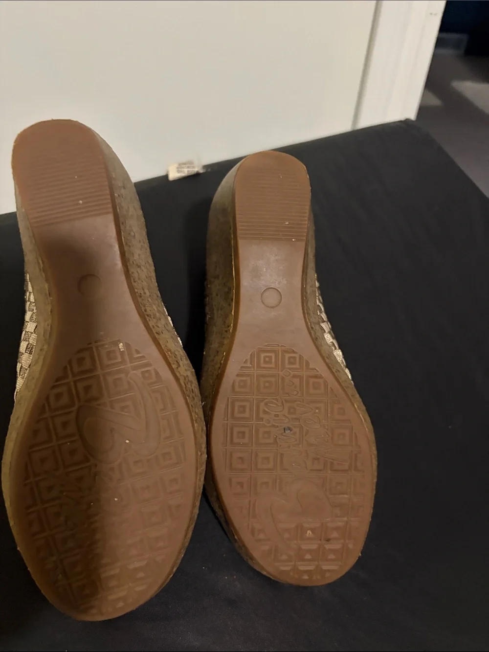 bernie mev. Metallic Bronze Woven Platform Sandals